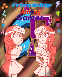 Size: 774x960 | Tagged: safe, artist:fenixyz, sunset shimmer, human, fanfic:friendship among games, equestria girls, g4, fanfic, fanfic art, fanfic cover