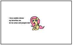 Size: 1012x620 | Tagged: safe, artist:makaryo, fluttershy, pegasus, pony, g4, female, mare, missing cutie mark, ms paint, simple background, sitting, solo, talking to viewer, white background