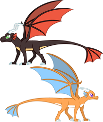 Size: 823x971 | Tagged: safe, dragon, original species, duo, duo male and female, female, gift art, male, quadrupedal, saddle arabia, simple background, transparent background