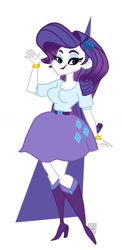 Size: 639x1314 | Tagged: safe, artist:susanarodrigues, rarity, human, equestria girls, g4, belt, boots, clothes, high heel boots, shirt, shoes, simple background, skirt, solo, white background