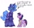 Size: 1000x835 | Tagged: safe, artist:partyponypower, princess luna, twilight sparkle, alicorn, pony, unicorn, g4, anakin skywalker, butt, clothes, darth sidious, duo, emperor palpatine, luna is palpatine, plot, s1 luna, simple background, smiling, star wars, text, the implications are horrible, this will end in tears, this will not end well, twilight is anakin, unicorn twilight, white background