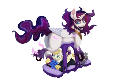 Size: 3000x2000 | Tagged: safe, artist:jazzwolfblaze, oc, oc only, oc:chronodias, oc:exist, alicorn, griffequus, hippogriff, hybrid, pony, alicorn oc, butt, cute, feather, high res, horn, magic, paws, plot, simple background, teasing, tickling, transparent background, wings, worship