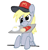 Size: 294x304 | Tagged: safe, artist:winterclover, derpy hooves, pegasus, pony, g4, bipedal, burger, cap, ear fluff, folded wings, food, french fries, hat, mcdonald's, mouth hold, serving tray, simple background, sitting, solo, white background, wings, working