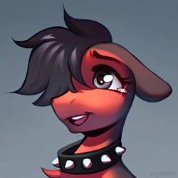 Size: 3000x3000 | Tagged: safe, artist:sugarstar, oc, pony, collar, crying, high res, smiling, solo