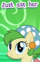 Size: 248x382 | Tagged: safe, gameloft, spring green, earth pony, pony, g4, my little pony: magic princess, cajun ponies, cropped, english, female, green, mare, meme, mobile game, picture for breezies, solo, text, wow! glimmer