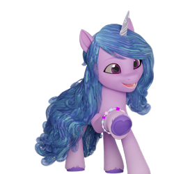 Size: 1080x1080 | Tagged: safe, artist:littleiceage, izzy moonbow, pony, unicorn, g5, 3d, female, mare, simple background, smiling, solo, transparent background
