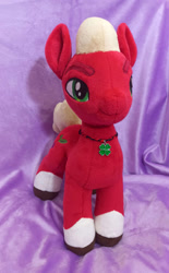 Size: 1000x1613 | Tagged: safe, artist:trueheartcraft, sprout cloverleaf, earth pony, pony, g5, clover, four leaf clover, irl, male, photo, plushie, solo, stallion