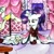 Size: 1961x1978 | Tagged: safe, artist:liaaqila, opalescence, rarity, cat, pony, unicorn, g4, alternate hairstyle, bow, carousel boutique, clothes, commission, cute, dress, duo, female, glowing, glowing horn, horn, indoors, levitation, magic, magic aura, mannequin, mare, raribetes, scissors, sitting, sleeping, telekinesis, traditional art