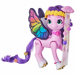 Size: 4391x4391 | Tagged: safe, pipp petals, butterfly, butterfly pony, hybrid, pegasus, pony, bridlewoodstock (make your mark), g5, my little pony: make your mark, official, bridlewoodstock, butterfly wings, female, hair extensions, mare, merchandise, simple background, style of the day, toy, white background, wings