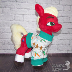 Size: 1024x1024 | Tagged: safe, artist:allunacraft, sprout cloverleaf, earth pony, pony, g5, clothes, irl, male, photo, plushie, solo, stallion, sweater