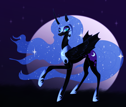 Size: 1327x1122 | Tagged: safe, artist:opal2023, nightmare moon, alicorn, pony, g4, evil, night, solo, thin