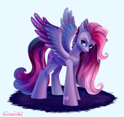 Size: 3300x3100 | Tagged: safe, artist:neonishe, starsong, pegasus, pony, g3, blue background, cute, cyan background, high res, long hair, long mane, simple background, solo