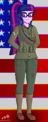 Size: 808x2048 | Tagged: safe, artist:lemonzat115, sci-twi, twilight sparkle, human, equestria girls, g4, american flag, blood, call of duty, call of duty: world at war, clothes, equipment, female, leader, marine, marines, military, military uniform, robuck, sergeant, sgt robuck, soldier, solo, uniform, united states, world war ii