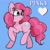 Size: 2048x2048 | Tagged: safe, artist:zo_loaf, pinkie pie, earth pony, pony, blue background, misspelling, simple background, solo
