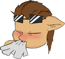 Size: 650x587 | Tagged: safe, artist:supershadow_th, oc, oc only, pony, eyes closed, handkerchief, head only, nose blowing, simple background, solo, sticker, sunglasses, sunglasses on head, tissue, transparent background