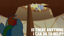 Size: 1920x1080 | Tagged: safe, edit, edited screencap, editor:quoterific, screencap, derpy hooves, rainbow dash, pegasus, pony, g4, the last roundup, duo, duo female, female, mare, ponyville town hall