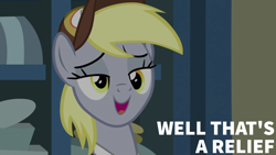 Size: 1920x1080 | Tagged: safe, edit, edited screencap, editor:quoterific, screencap, derpy hooves, pegasus, pony, g4, my little pony best gift ever, female, mare, open mouth, post office, solo