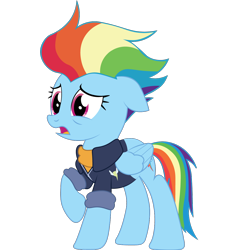 Size: 1200x1200 | Tagged: safe, artist:prixy05, rainbow dash, pegasus, pony, g4, betrayed, female, folded wings, frown, mare, older, older rainbow dash, open mouth, raised hoof, simple background, solo, transparent background, vector, wings