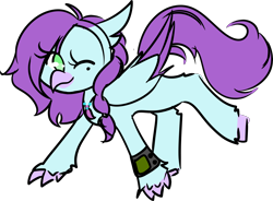 Size: 3894x2867 | Tagged: safe, artist:hellscrossing, oc, oc only, oc:aella breeze, hippogriff, high res, hippogriff oc, looking at you, mole, one eye closed, pipbuck, simple background, solo, transparent background, wink, winking at you