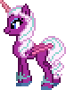 Size: 74x100 | Tagged: safe, artist:xodok, opaline arcana, alicorn, pony, series:ponyashnost, g5, spoiler:g5, animated, desktop ponies, female, folded wings, gif, mare, pixel art, simple background, smiling, solo, sprite, transparent background, trotting, wings
