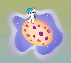 Size: 1750x1550 | Tagged: safe, artist:jasmindreasond, oc, oc only, oc:jimm, pony, animated, commission, cookie, cute, food, male, micro, no sound, ocbetes, ponies in food, simple background, smiling, smol, solo, tiny, tiny ponies, webm, your character here