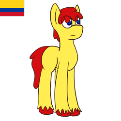 Size: 1000x1000 | Tagged: safe, artist:ask-ponyvenezuela, oc, oc only, earth pony, pony, colombia, male, nation ponies, ponified, simple background, solo, stallion, transparent background, unshorn fetlocks