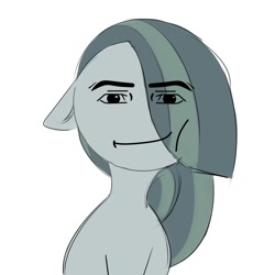 Size: 866x866 | Tagged: safe, artist:jewellier, derpibooru exclusive, edit, marble pie, earth pony, pony, g4, bust, doodle, eye clipping through hair, eyebrows, eyebrows visible through hair, female, hair over eyes, hair over one eye, looking at you, mare, meme, reaction image, roblox, roblox man face, simple background, smiling, smirk, solo, white background