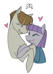 Size: 1420x1974 | Tagged: safe, artist:dethdaze, maud pie, mudbriar, earth pony, pony, g4, bust, female, heart, lesbian, male, rule 63, ship:maudbriar, shipping, simple background, smiling, white background