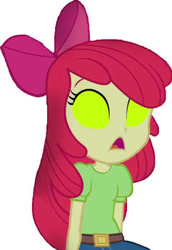 Size: 241x350 | Tagged: safe, artist:movieliker236, edit, edited screencap, screencap, apple bloom, human, equestria girls, g4, female, glowing eyes, mind control, simple background, solo, sombrafied, white background