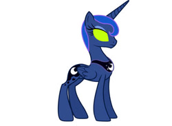 Size: 414x303 | Tagged: safe, artist:movieliker236, edit, princess luna, alicorn, pony, g4, glowing eyes, mind control, no tail, simple background, solo, sombrafied, white background