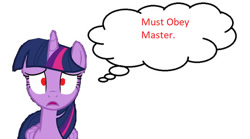 Size: 631x350 | Tagged: safe, artist:movieliker236, edit, edited screencap, screencap, twilight sparkle, alicorn, pony, g4, the beginning of the end, mind control, simple background, solo, thought bubble, twilight sparkle (alicorn), white background