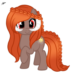 Size: 3489x3537 | Tagged: safe, artist:princessmoonsilver, oc, oc:taurina mechanicous, hybrid, pony, braid, high res, horns, simple background, solo, transparent background