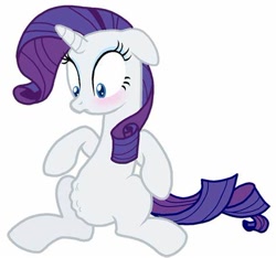 Size: 474x443 | Tagged: dead source, safe, artist:darkplayerferraz269, rarity, pony, unicorn, g4, belly, blushing, female, hungry, looking at belly, mare, simple background, solo, stomach growl, stomach noise, white background