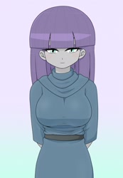 Size: 1417x2048 | Tagged: safe, alternate version, artist:batipin, maud pie, human, equestria girls, g4, breasts, busty maud pie, female, gradient background, looking at you, smiling, solo, when she smiles