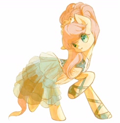 Size: 1732x1768 | Tagged: safe, artist:wao0672215, fluttershy, pegasus, pony, g4, clothes, dress, female, mare, simple background, solo, white background