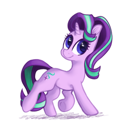 Size: 500x500 | Tagged: safe, artist:terra0940, starlight glimmer, pony, unicorn, g4, female, looking at you, mare, shadow, simple background, smiling, smiling at you, solo, white background