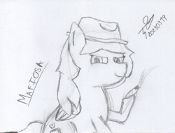 Size: 815x620 | Tagged: safe, artist:alejandrogmj, oc, oc only, oc:bloods, pegasus, pony, cigarette, hat, looking at you, mafia, sketch, smoking, solo, traditional art