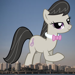 Size: 1400x1400 | Tagged: safe, edit, editor:jaredking779, octavia melody, earth pony, pony, background pony, bowtie, female, giant octavia melody, giant pony, giant/macro earth pony, giantess, highrise ponies, irl, macro, mare, mega giant, photo, ponies in real life, seoul, solo, south korea