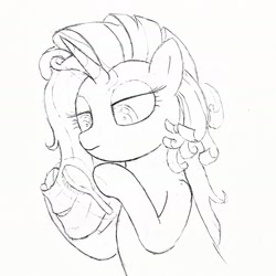 Size: 1742x1741 | Tagged: safe, anonymous artist, rarity, pony, brushing, magic, messy mane, solo