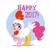 Size: 1280x1280 | Tagged: safe, artist:susanarodriguesart, pinkie pie, earth pony, pony, 2017, animal costume, chicken pie, chicken suit, clothes, costume, happy new year, happy new year 2017, holiday, raised hoof, solo