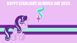 Size: 2000x1125 | Tagged: safe, editor:quoterific, starlight glimmer, g4, happy, smiling, solo, starlight glimmer day, text, wallpaper