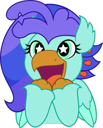 Size: 4040x5000 | Tagged: safe, artist:jhayarr23, oc, oc only, oc:sea lilly, classical hippogriff, hippogriff, :d, commission, excited, open mouth, open smile, simple background, smiling, starry eyes, transparent background, wingding eyes, ych result