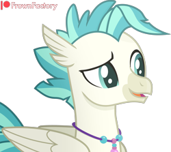 Size: 3360x3000 | Tagged: safe, artist:frownfactory, terramar, hippogriff, g4, the last crusade, high res, jewelry, male, necklace, open mouth, simple background, solo, transparent background, vector, wings