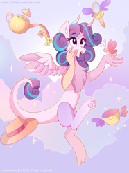 Size: 2232x3000 | Tagged: safe, artist:xjenn9, princess flurry heart, draconequus, g4, cloud, draconequified, floating, high res, solo, species swap