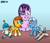 Size: 2000x1719 | Tagged: safe, artist:gradiusfanatic, starlight glimmer, sunburst, trixie, oc, oc:bx-8, pony, robot, unicorn, g4, airship, crossover, female, gradius, male, plushie, vic viper