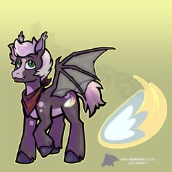 Size: 2000x2000 | Tagged: safe, artist:manticorpse, oc, oc:fiasco fortune, bat pony, pony, bandana, bat pony oc, bat wings, blonde hair, blonde mane, cutie mark, dirt, dirty, dirty hooves, fangs, green eyes, handkerchief, high res, membranous wings, mud, muddy, muddy hooves, solo, wings