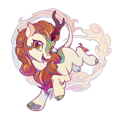 Size: 1860x1818 | Tagged: safe, artist:shiqiuzhu, autumn blaze, kirin, g4, cloven hooves, female, mare, simple background, smiling, solo, transparent background