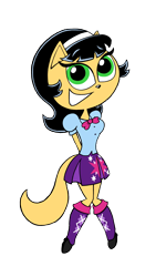 Size: 2248x4000 | Tagged: safe, artist:solid32, twilight sparkle, anthro, equestria girls, g4, boots, clothes, clothes swap, cosplay, costume, high heel boots, kitty katswell, shirt, shoes, simple background, skirt, solo, transparent background, tuff puppy