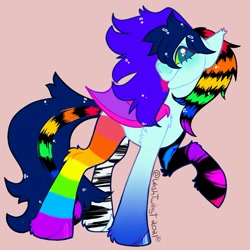 Size: 1213x1215 | Tagged: safe, artist:ponysforyou, oc, oc only, oc:nightcore, bat pony, pony, gay pride flag, pride, pride flag, smiling, solo