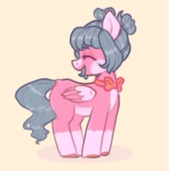 Size: 565x571 | Tagged: safe, artist:ponysforyou, oc, oc:cotton candy, pegasus, pony, bow, eyes closed, pegasus oc, smiling, solo